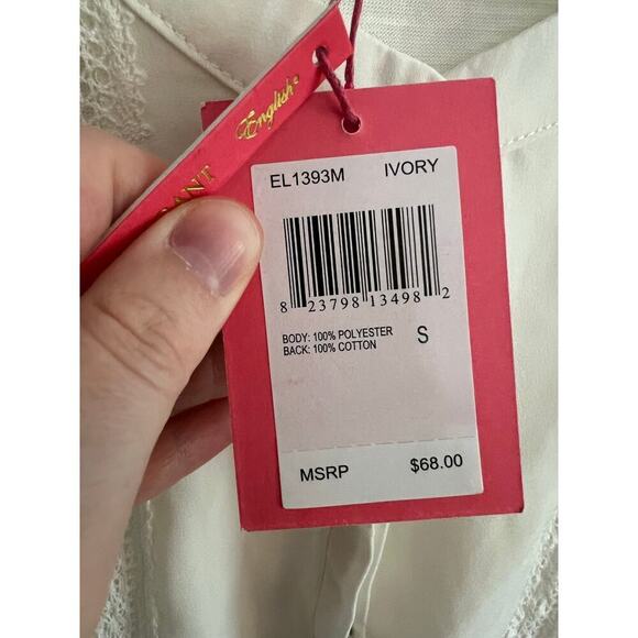 NEW English Laundry Women's S Short Sleeve Blouse Top White Ivory Grandma Sheer - Picture 5 of 14